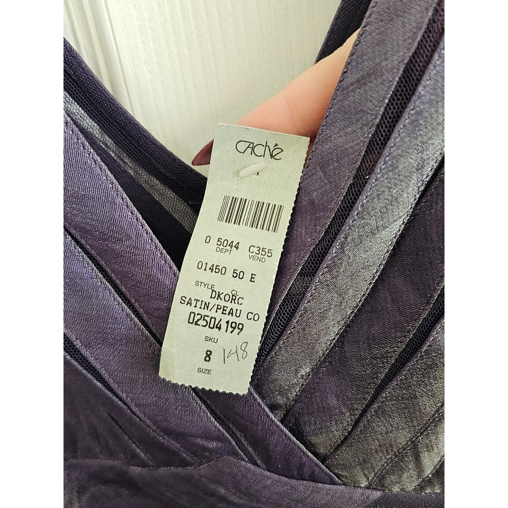 NWT Cache Tiered Layered Sleeveless Midi Purple Dress Size 8 - Picture 4 of 5